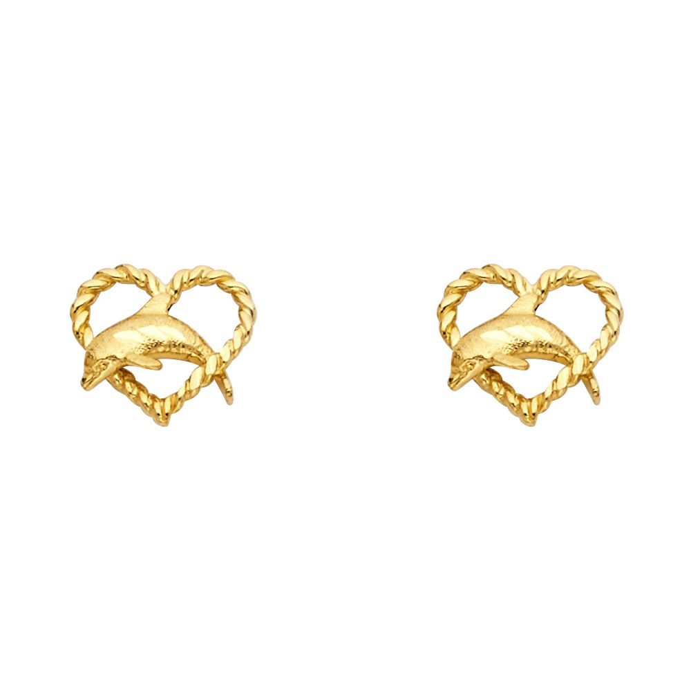 14KY Small Dolphin Post Earrings