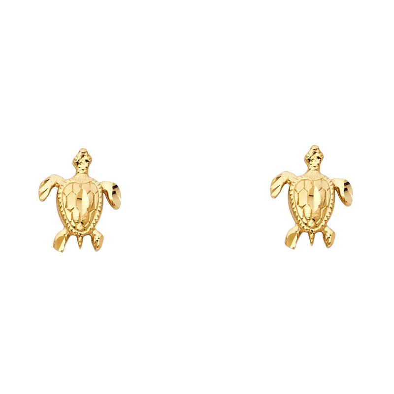 14KY Small Turtle Post Earrings