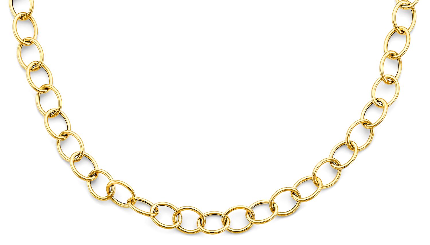 14KY Hollow Oval Link Necklace