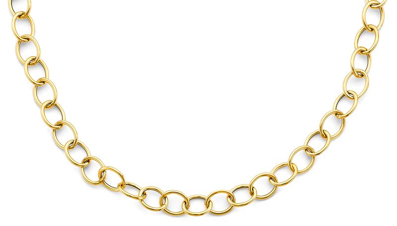 14KY Hollow Oval Link Necklace