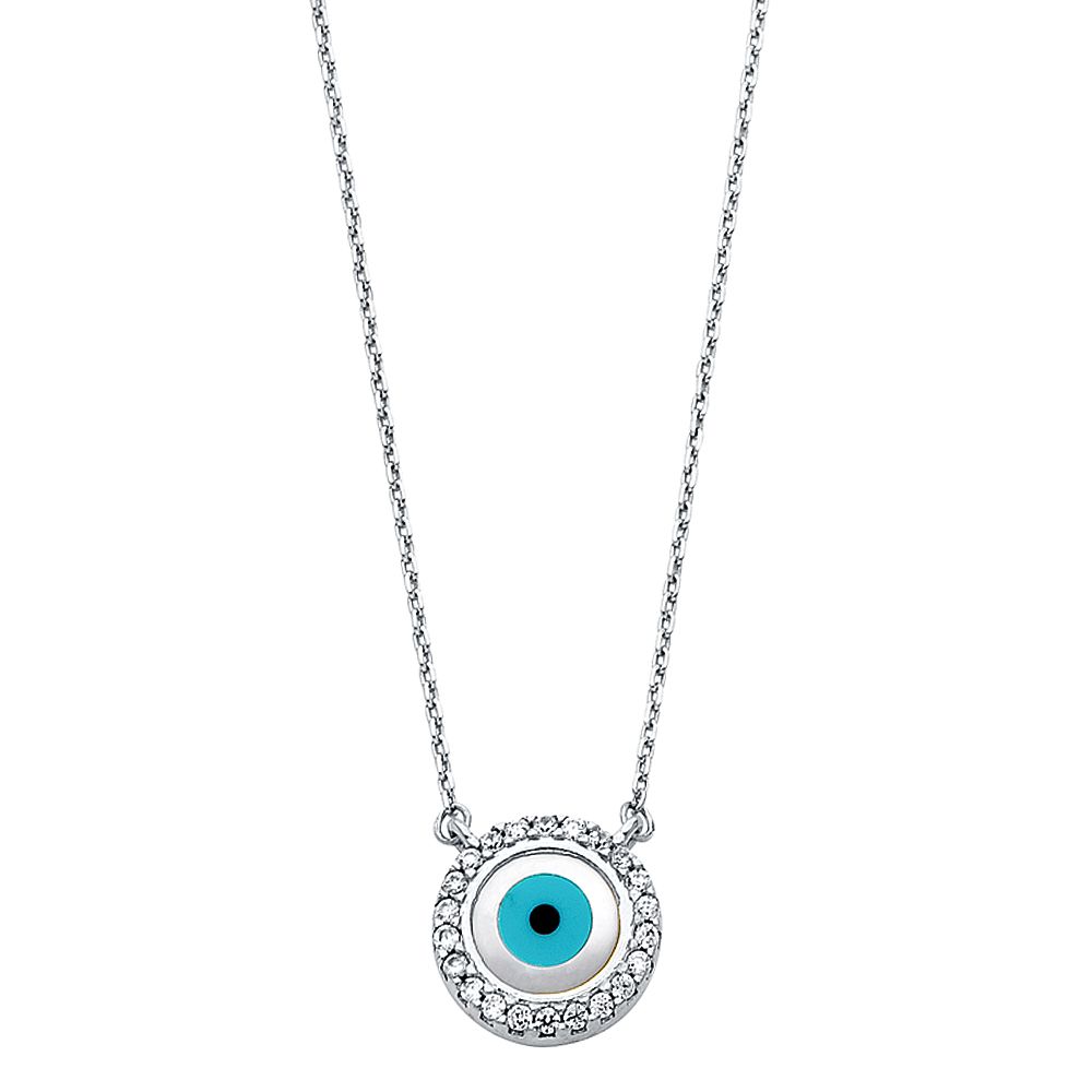 14KW CZ Evil Eye Necklace