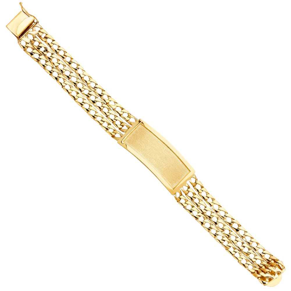 14KY 3L Light Cuban Link Frame ID Bracelet