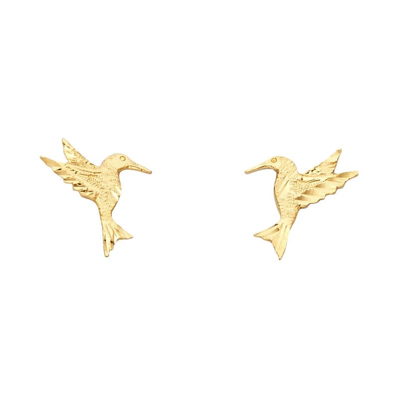 14KY Small Humming Bird Post Earrings