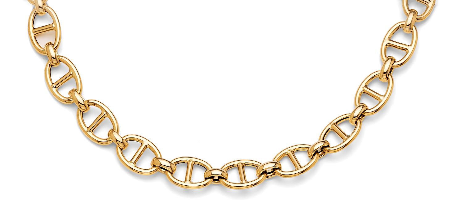 14KY Hollow Fancy Mariner Necklace