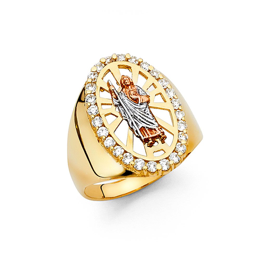 14K 3C CZ Men&#39;s Ring