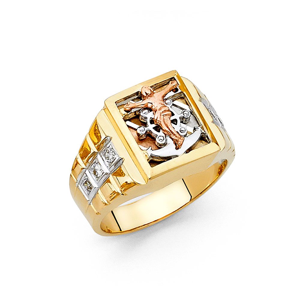 14K 3C CZ Men&#39;s Ring