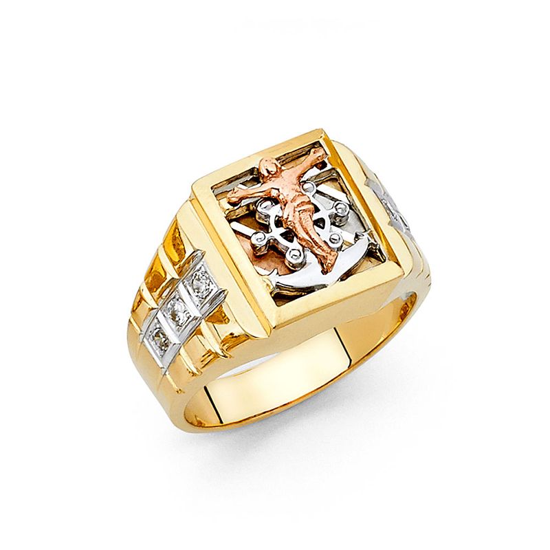 14K 3C CZ Men&#39;s Ring