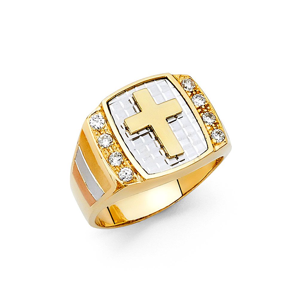 14K 2T CZ Men&#39;s Ring