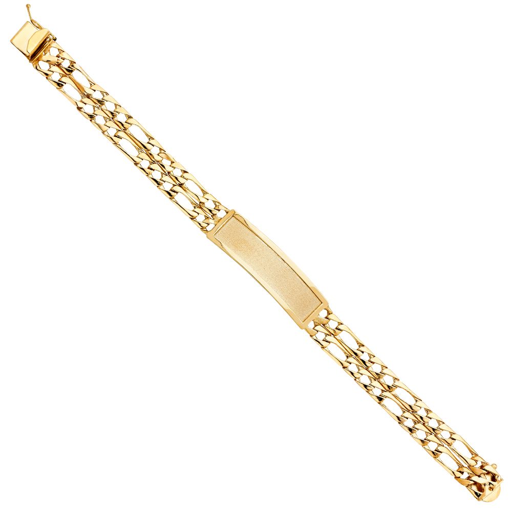 14KY 2L Light Figaro Link Frame ID Bracelet