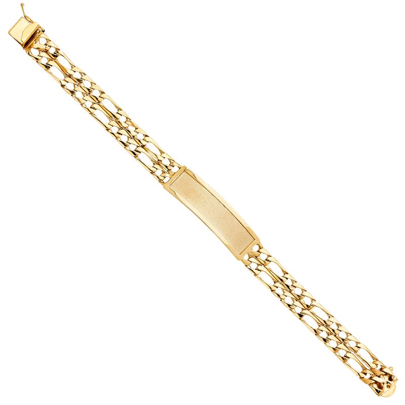 14KY 2L Light Figaro Link Frame ID Bracelet