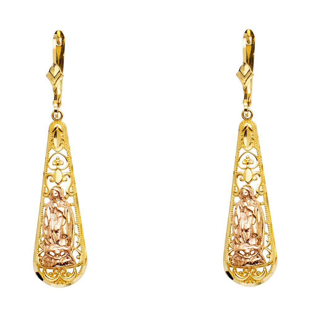 14K 2T Guadalupe T Drop Dangle Earrings