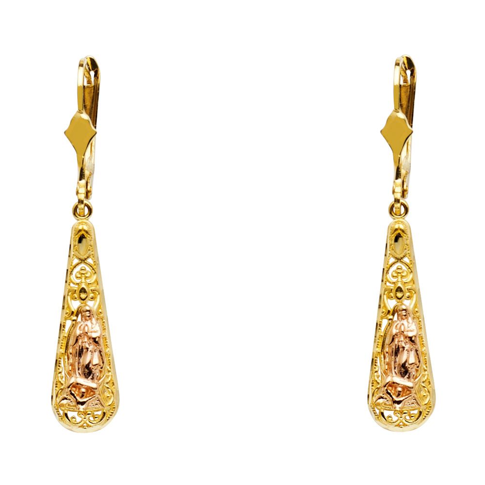 14K 2T Guadalupe T Drop Dangle Earrings