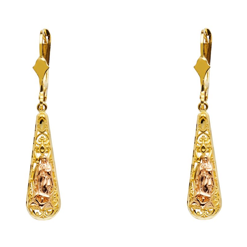 14K 2T Guadalupe T Drop Dangle Earrings