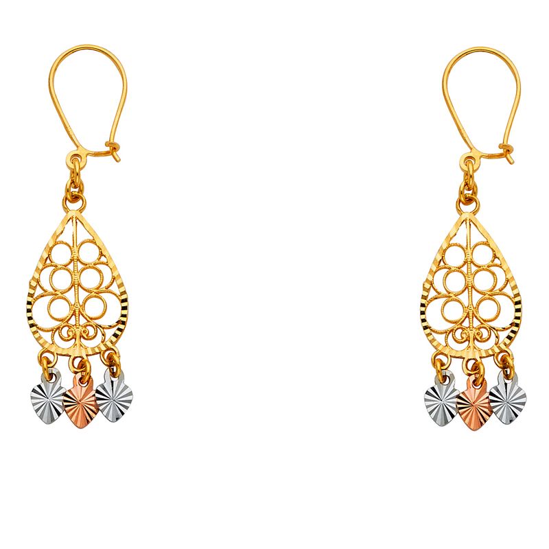 14K 3C DC Chandelier Hanging Earrings