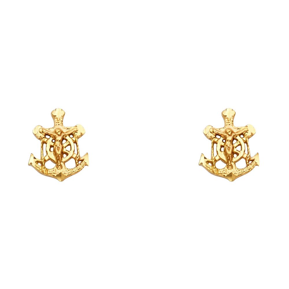 14KY Small Anchor Post Earrings
