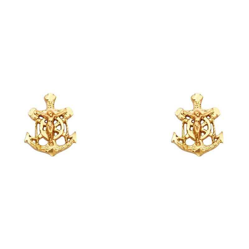 14KY Small Anchor Post Earrings
