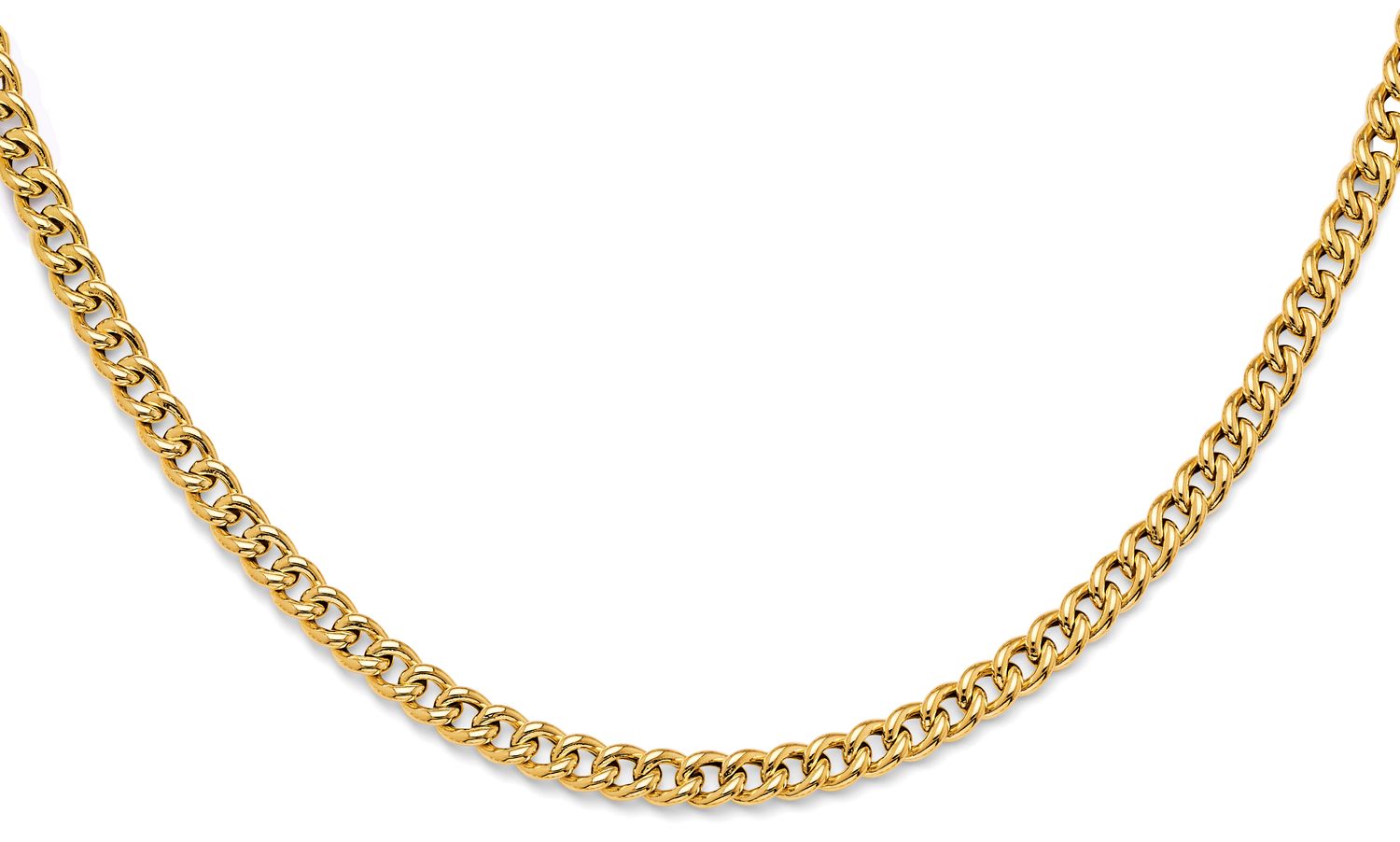 14KY Hollow Roundish Curb Necklace