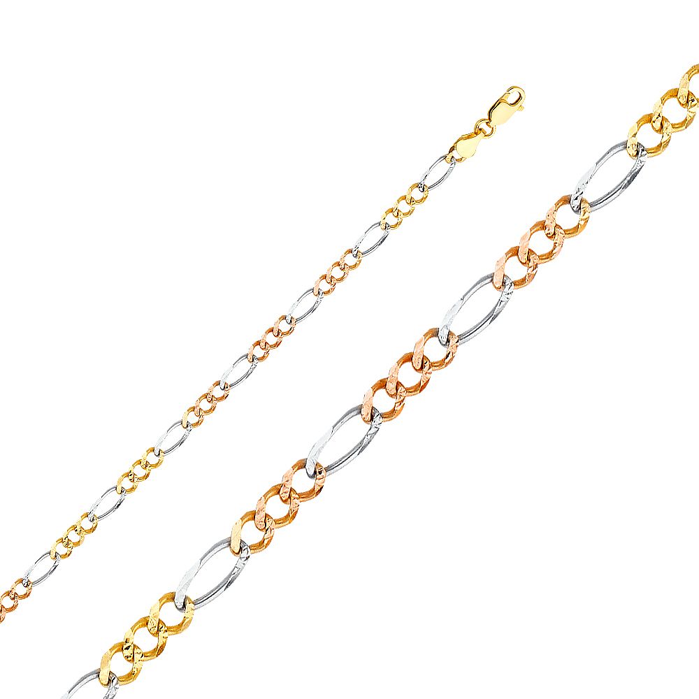 14K 3C 4.6mm Figaro 3+1 Concave Chain