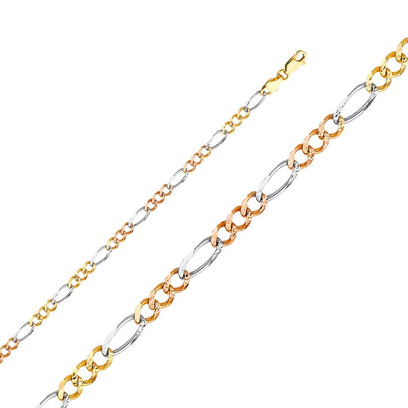 14K 3C 4.6mm Figaro 3+1 Concave Chain