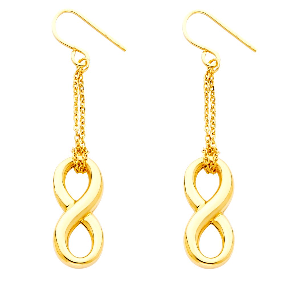 14KY Hollow Infinity Hanging Earrings
