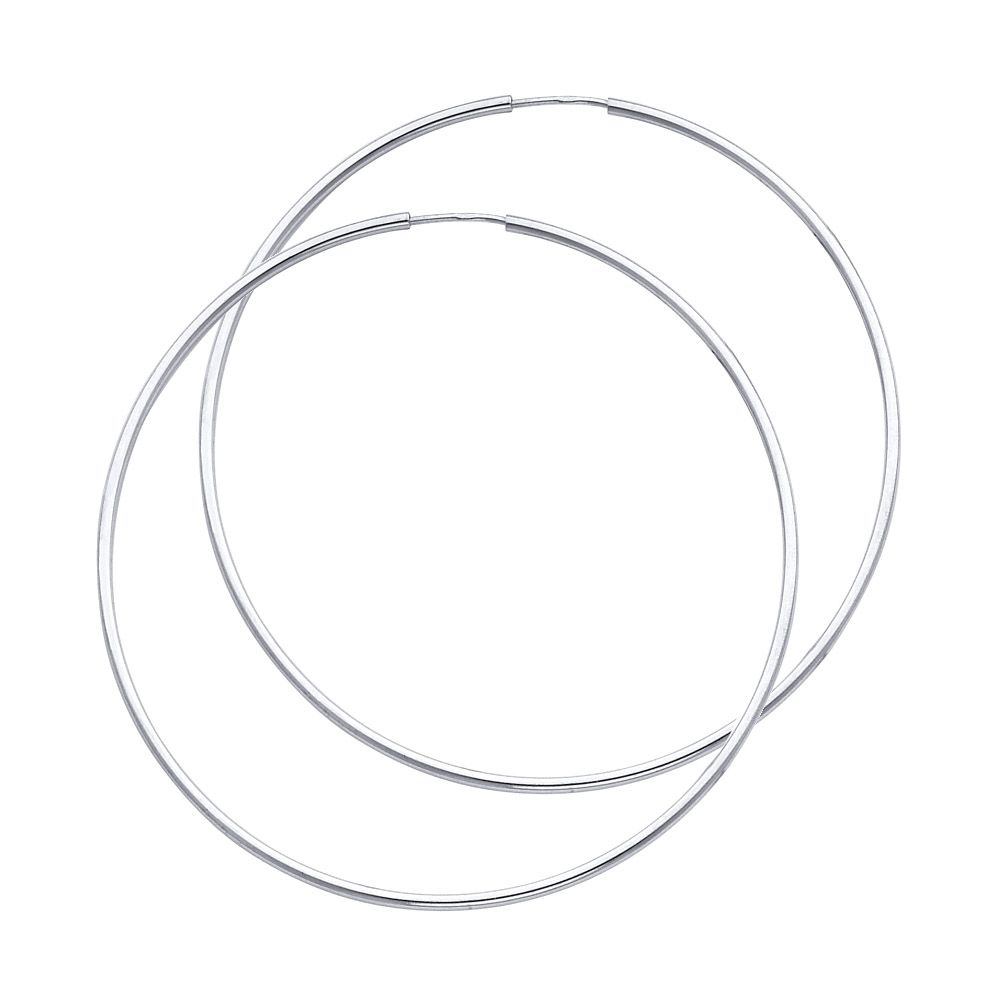 14KW 1.5mm Round Tube Polished Endless Hoop Earrings (55mm)