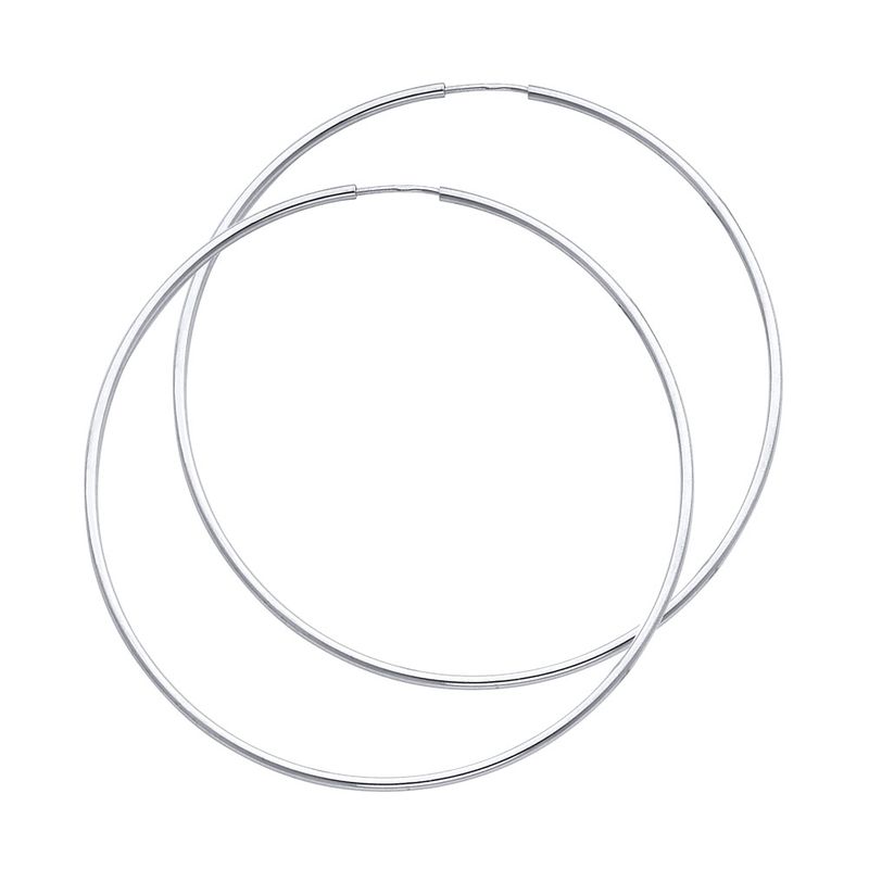14KW 1.5mm Round Tube Polished Endless Hoop Earrings (55mm)