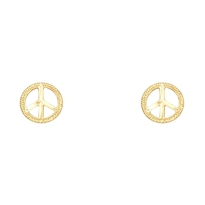 14KY Small Peace Symbol Post Earrings