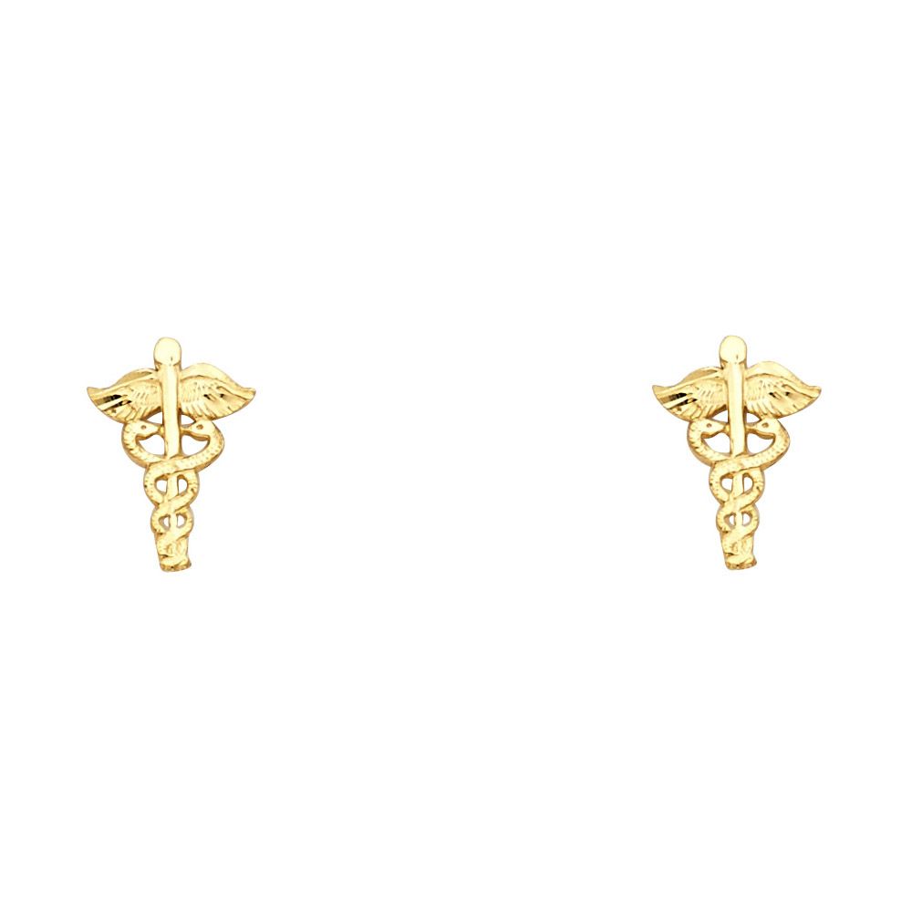 14KY Small Clinic Mark Post Earrings