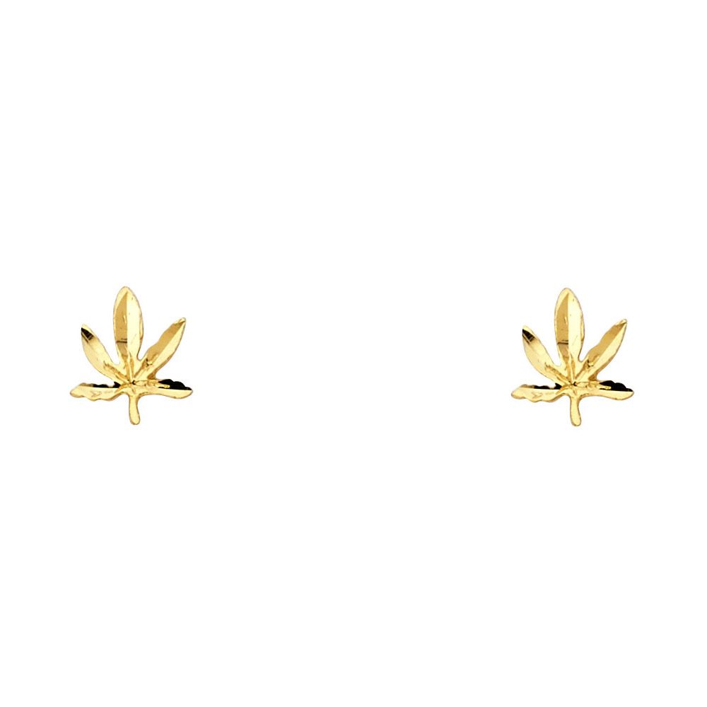 14KY Small Marijuana Post Earrings