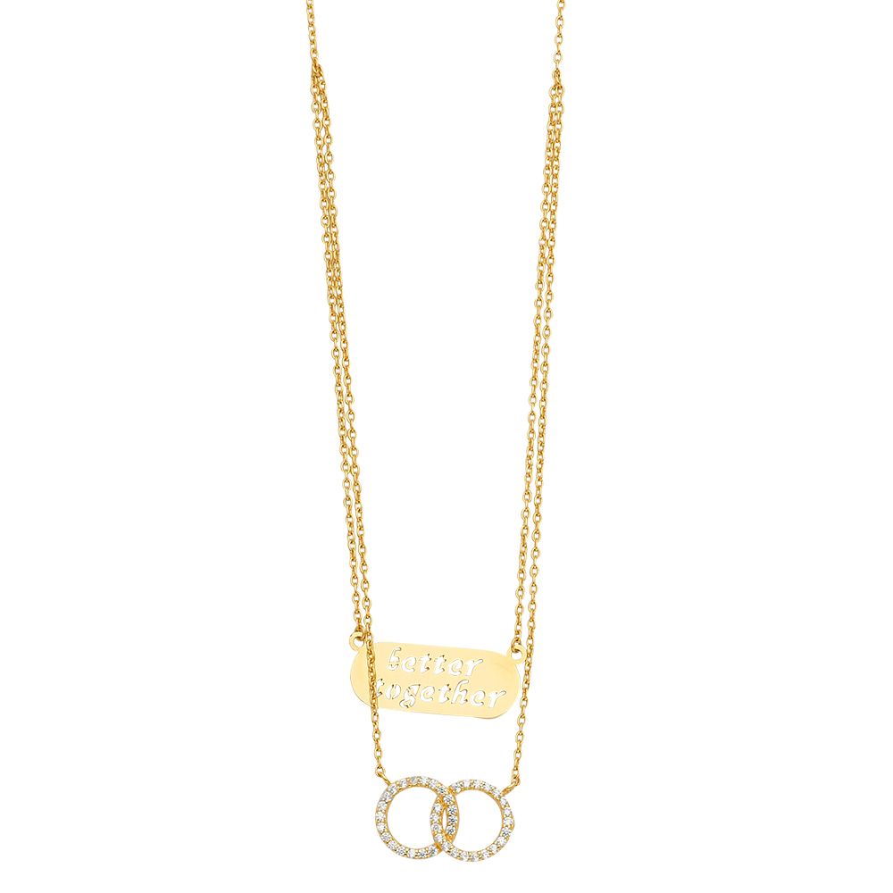 14KY 2Lines Necklace with CZ Eternity