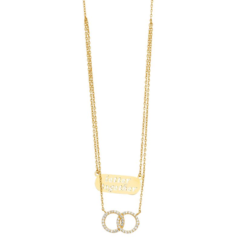 14KY 2Lines Necklace with CZ Eternity