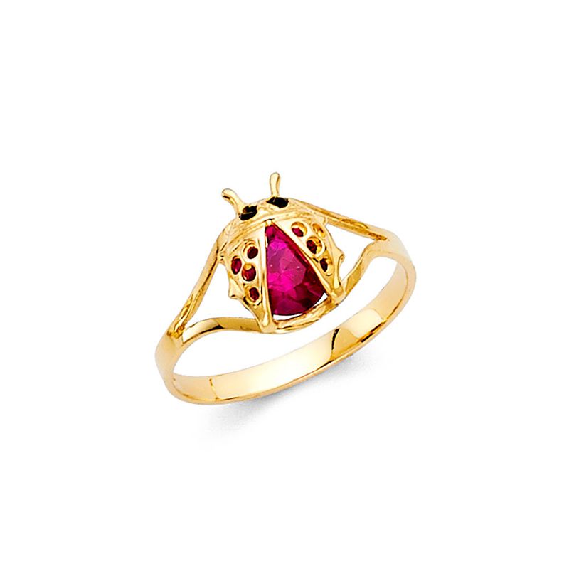 14KY CZ Ladybug Babies Ring