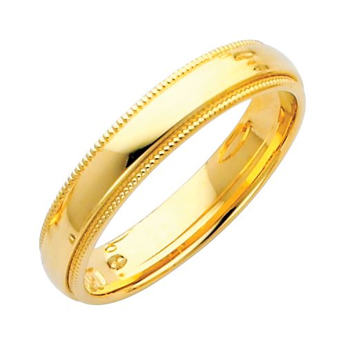14KY 4mm Traditional Comfort Fit Milgrain Wedding Band