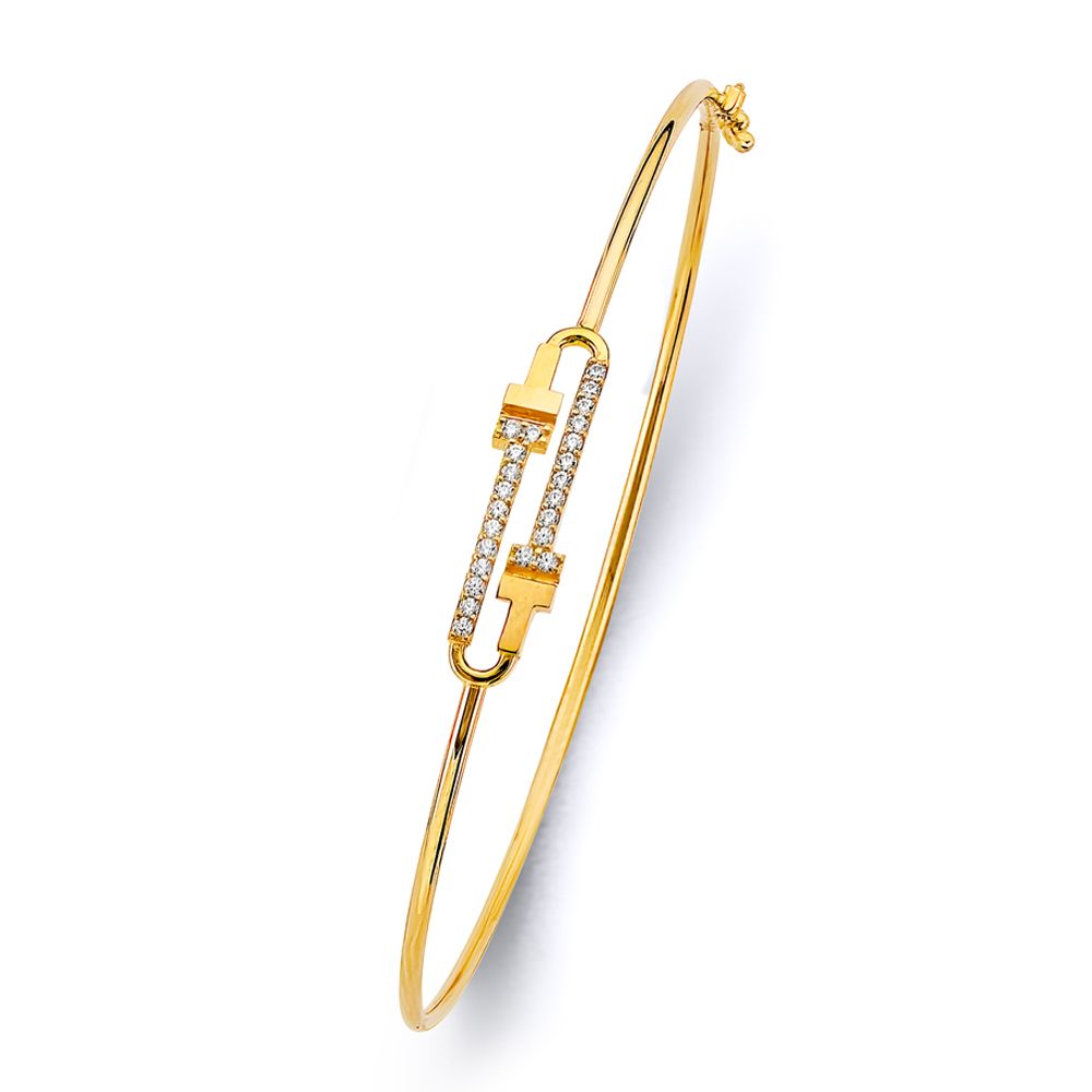 14KY CZ Light Flexible Bangle