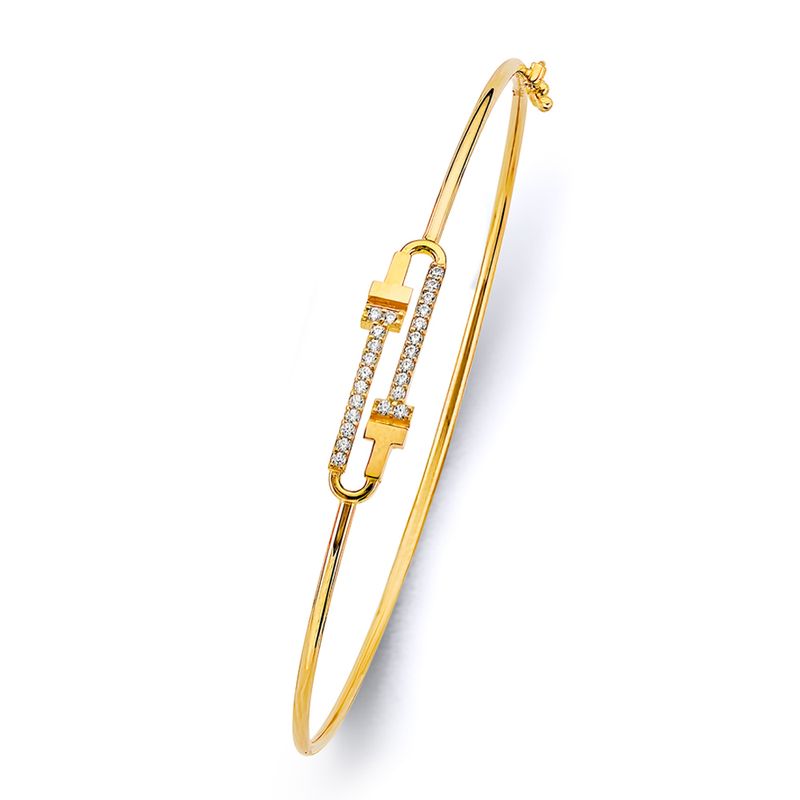 14KY CZ Light Flexible Bangle
