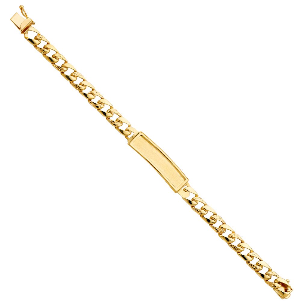 14KY Stamp Nugget Cuban Link F Baby ID Bracelet