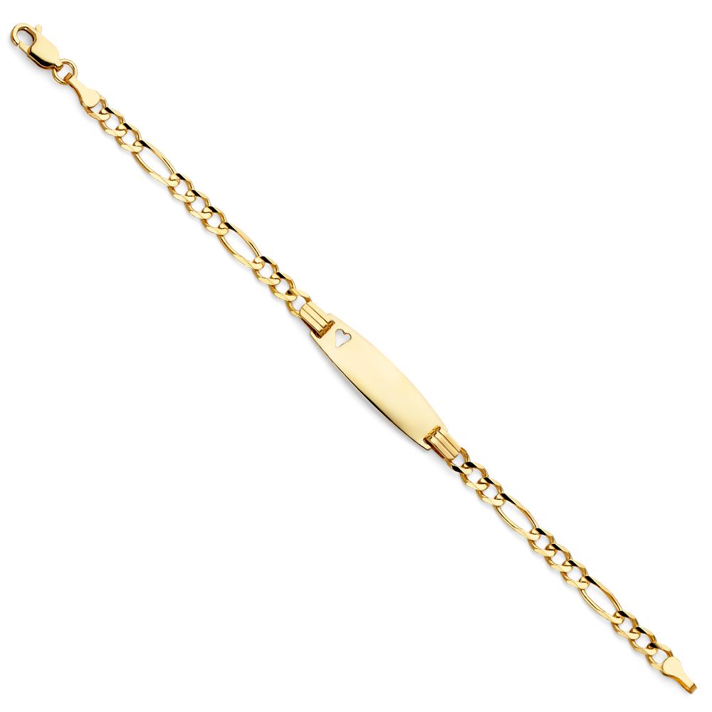 14KY Figaro 3+1 100 Oval Baby ID Bracelet