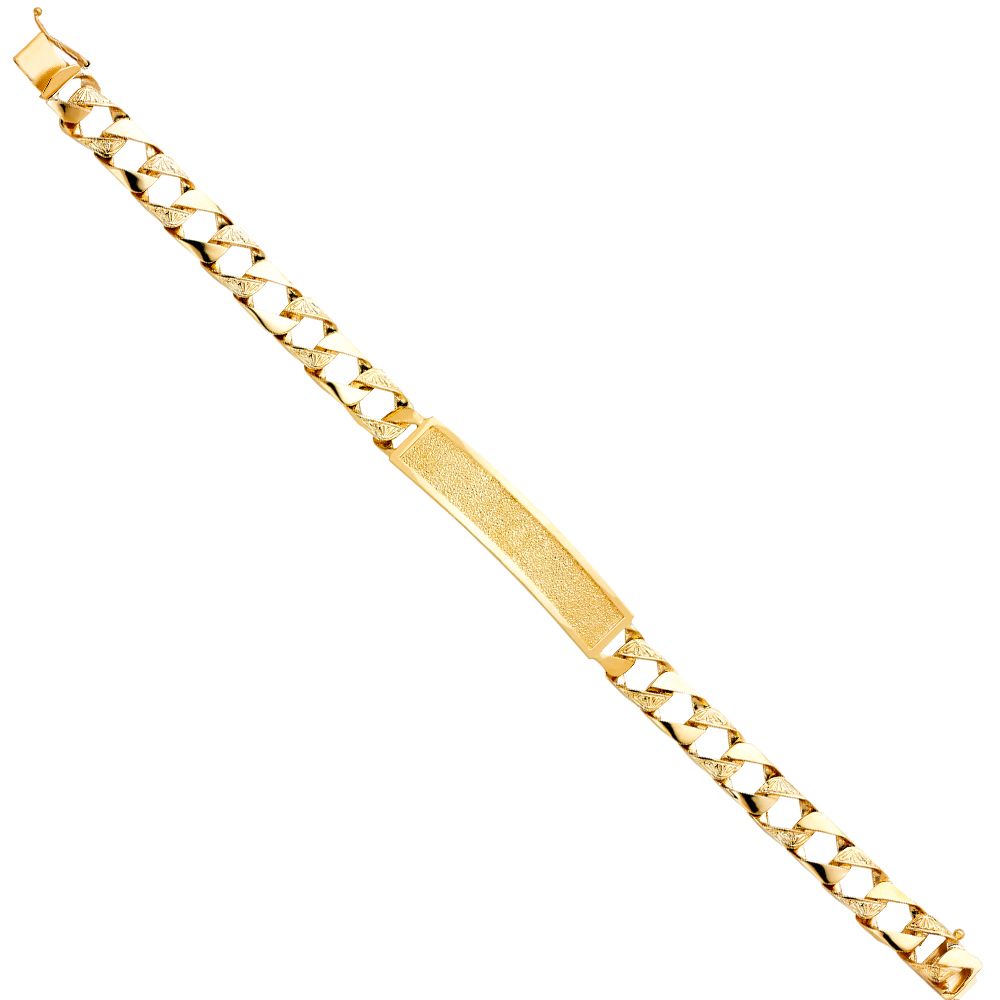 14KY Nugget Cuban Link Frame ID Bracelet
