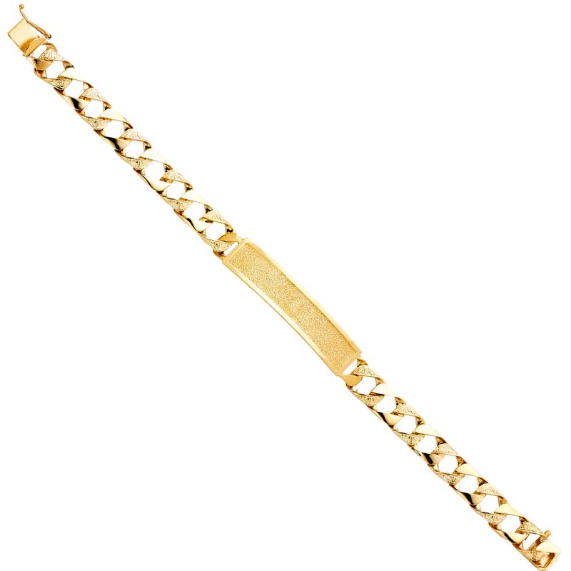 14KY Nugget Cuban Link Frame ID Bracelet