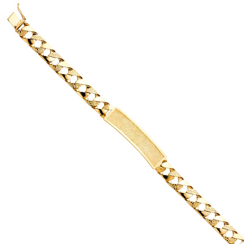 14KY Nugget Cuban Link Frame ID Bracelet