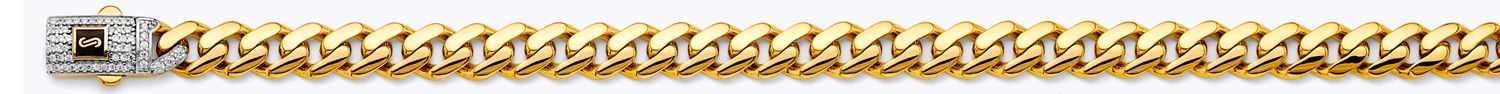 14K 2T 8.0mm Monaco Curb with CZ Lock Chain