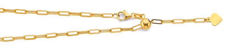 14KY 2mm Adjustable Paper Clip Chain - 22&quot;