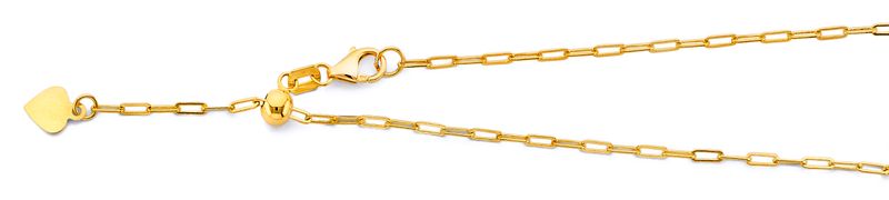 14KY 1.5mm Adjustable Paper Clip Chain - 22&quot;