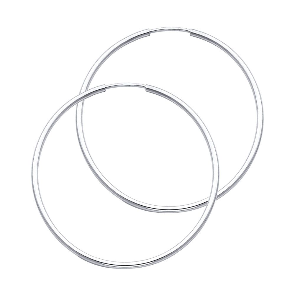 14KY 1.5mm Round Tube Polished Endless Hoop Earrings (35mm)