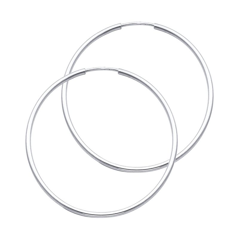 14KY 1.5mm Round Tube Polished Endless Hoop Earrings (35mm)
