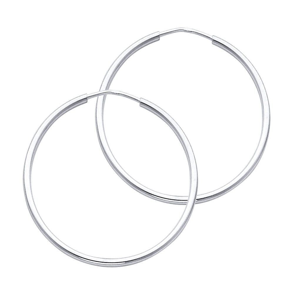 14KW 1.5mm Round Tube Polished Endless Hoop Earrings (30mm)