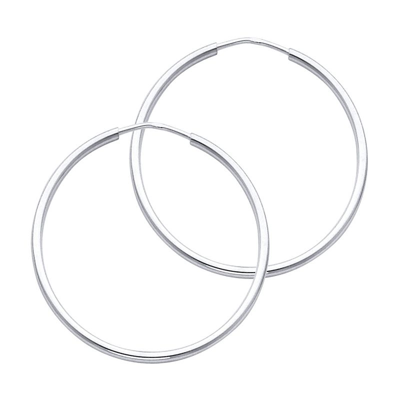 14KW 1.5mm Round Tube Polished Endless Hoop Earrings (30mm)