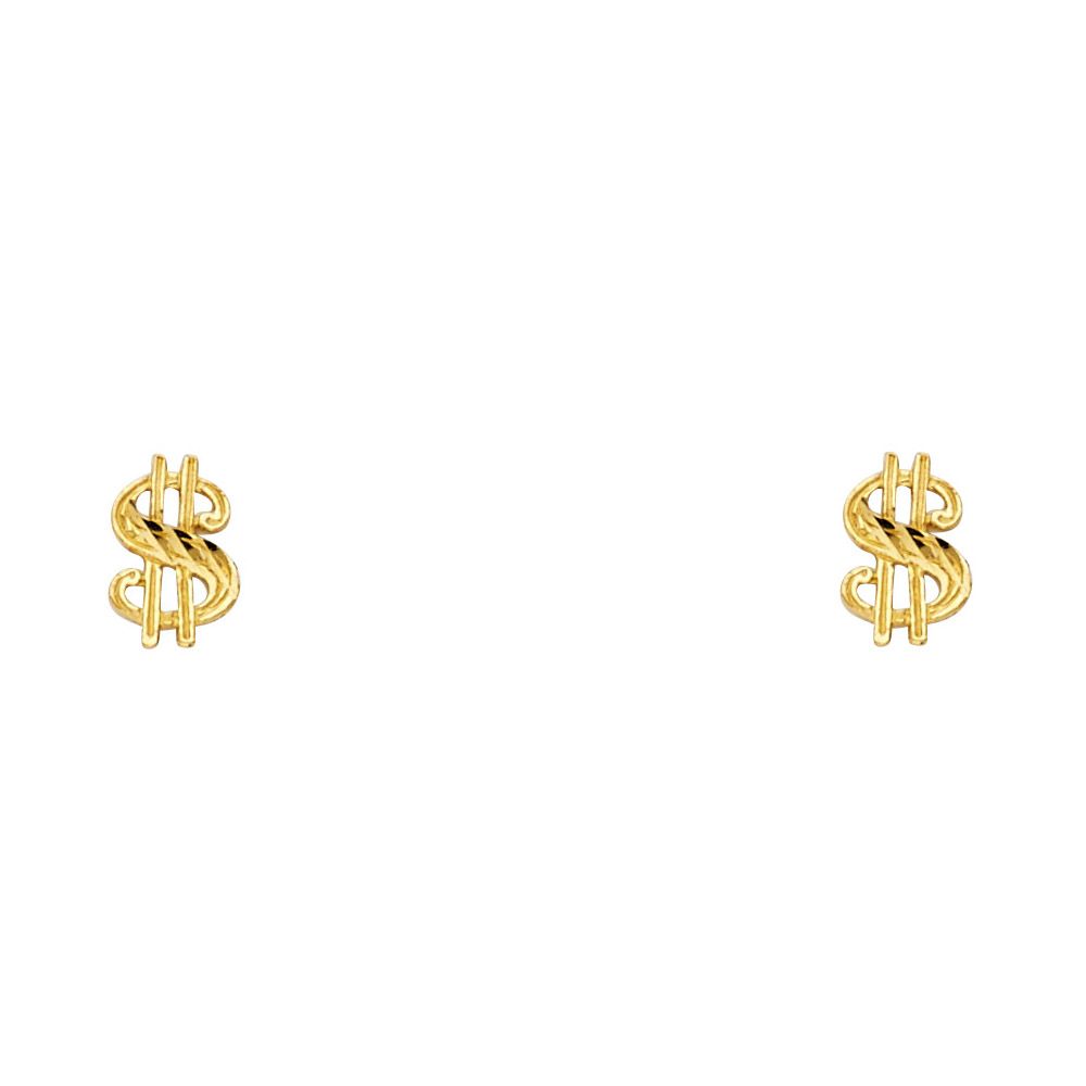14KY Small $ Symbol Post Earrings