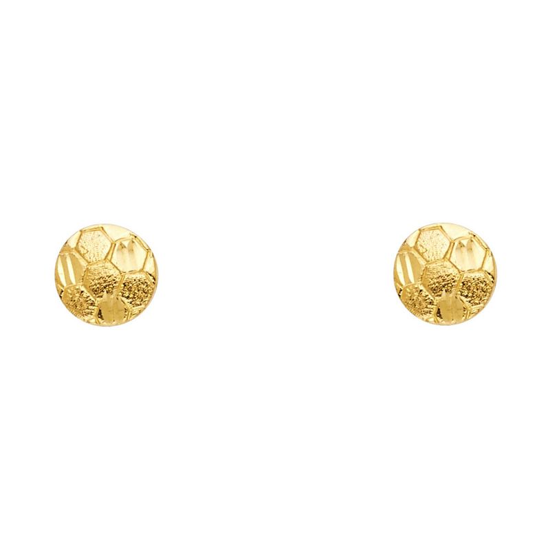 14KY Small Soccer Ball Post Earrings