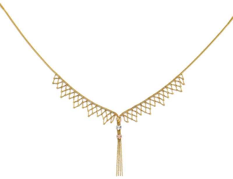 14K 3C Beaded Necklace with DC Heart